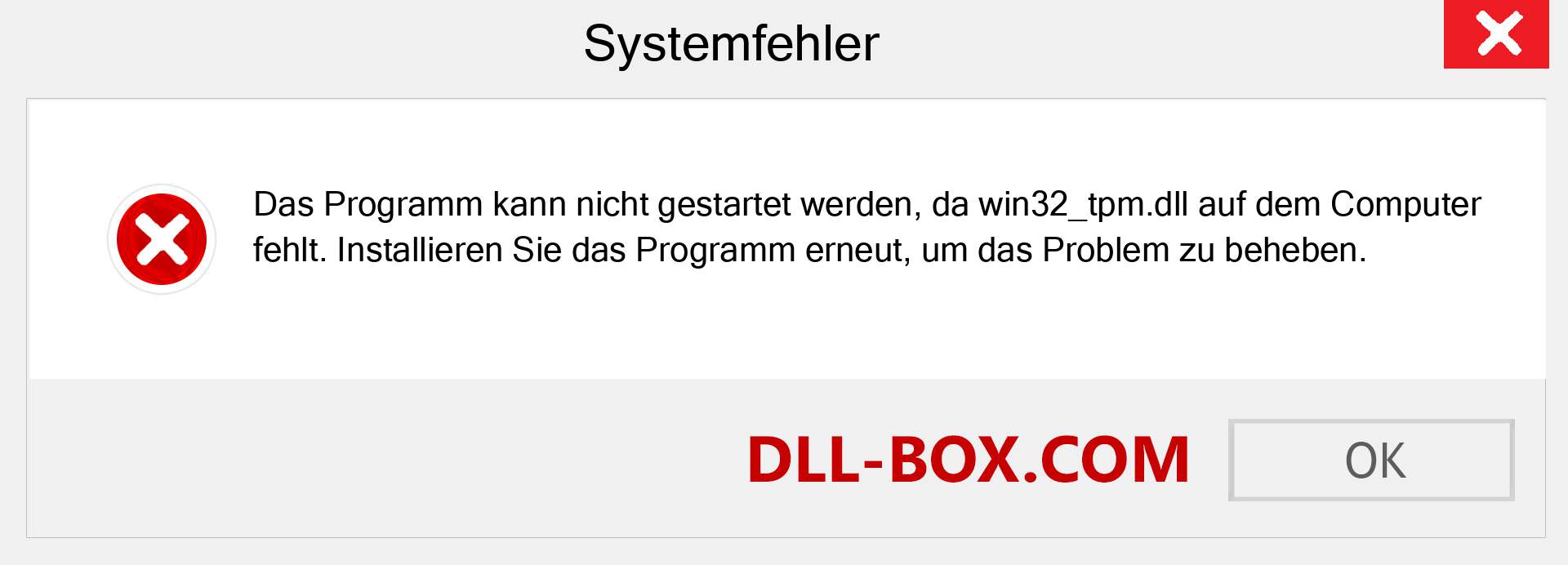 win32_tpm.dll-Datei fehlt?. Download für Windows 7, 8, 10 - Fix win32_tpm dll Missing Error unter Windows, Fotos, Bildern