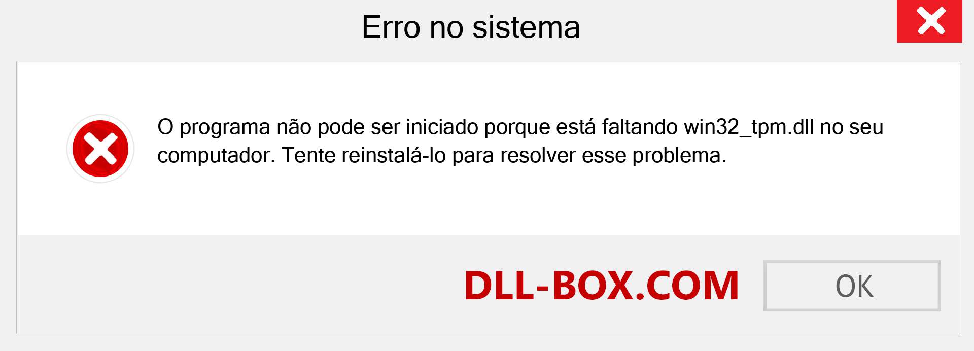 Arquivo win32_tpm.dll ausente ?. Download para Windows 7, 8, 10 - Correção de erro ausente win32_tpm dll no Windows, fotos, imagens